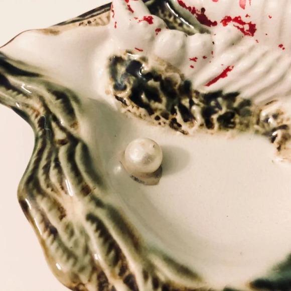 Vtg Oyster Shell  Ashtray with Lobster Pearl Dish Japan Trinket Dish - Picture 14 of 16